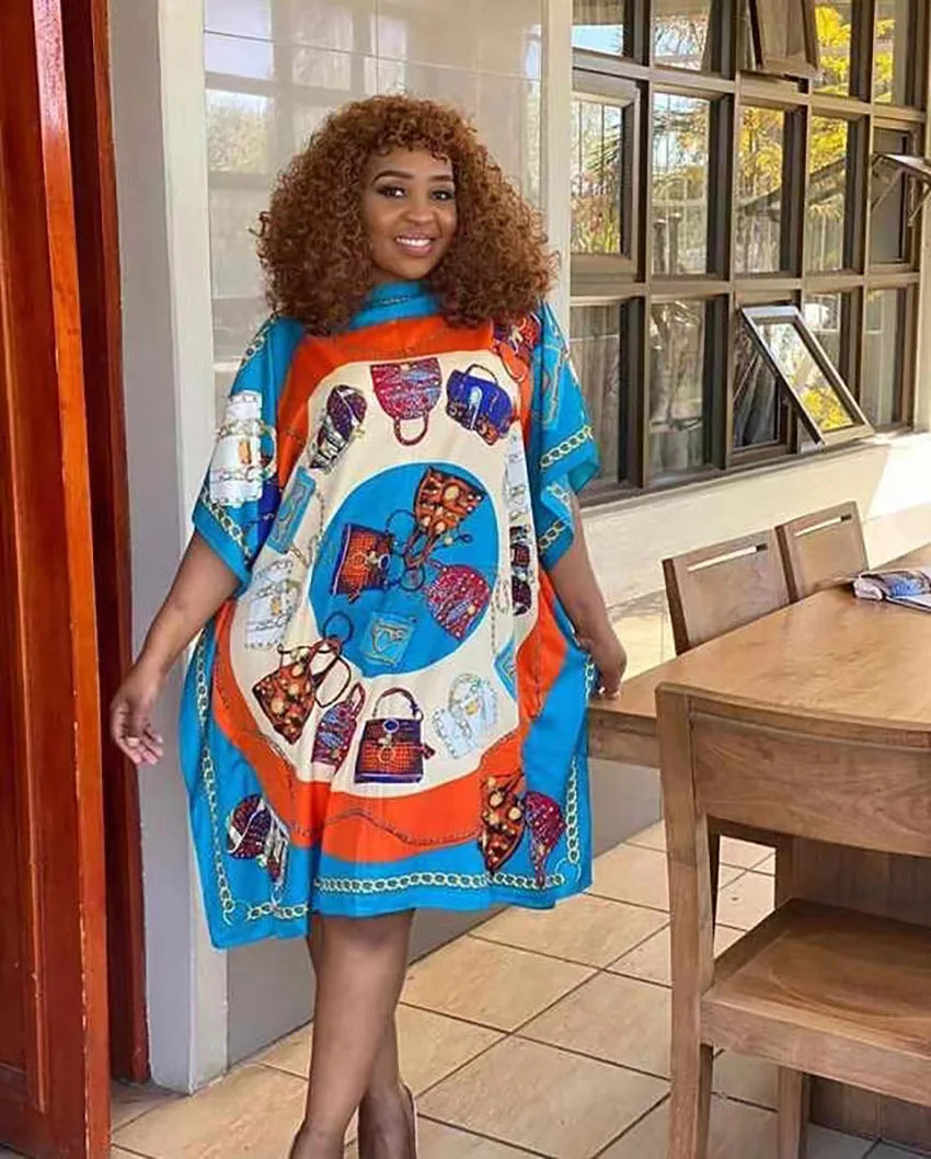 Vestido Longo Estampado Solto | Estilo Batwing | Festa e Passeio