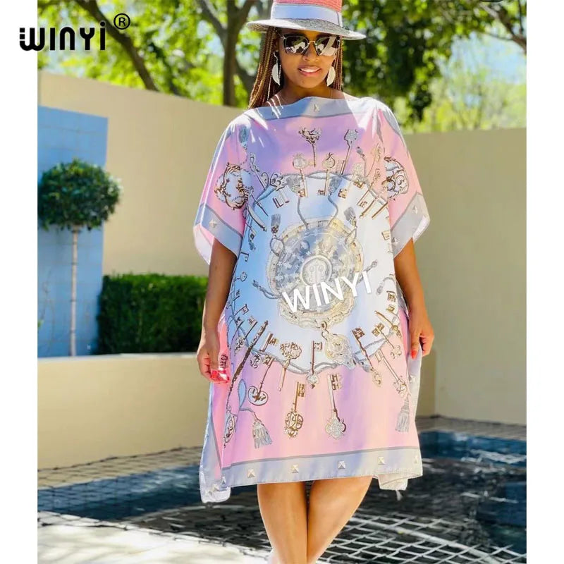 Vestido Longo Estampado Solto | Estilo Batwing | Festa e Passeio