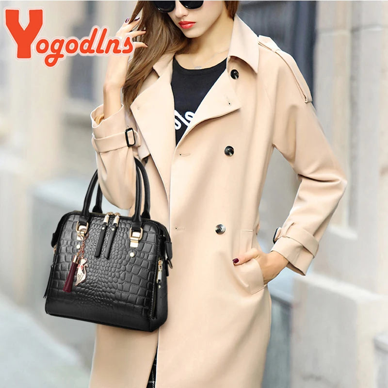 Mala Feminina Padrão Crocodilo com Tassel | Inverno | TUDOAKI SHOP