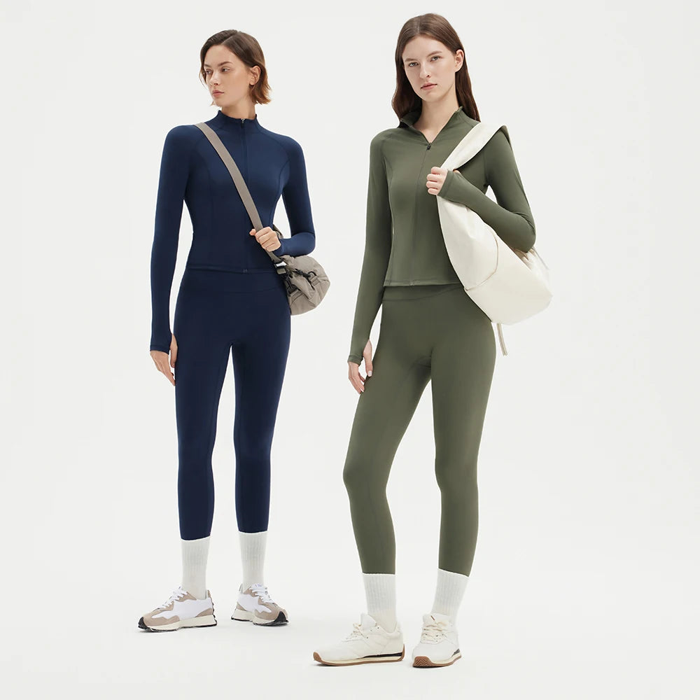 Conjunto de Yoga 2 Peças Feminino | Fato de Treino de Manga Longa com Leggings