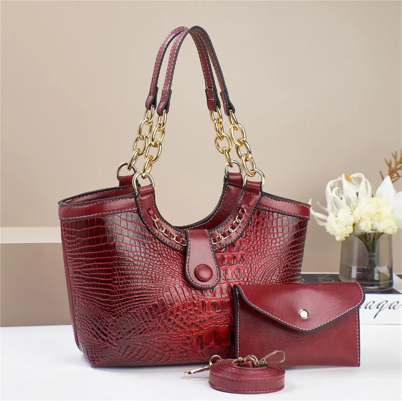 Conjunto 2 Peças Mala Feminina Padrão Crocodilo | Ombro e Crossbody | TUDOAKI SHOP