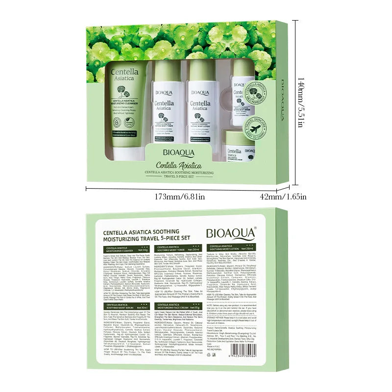 Kit Skincare BIOAQUA Centella Asiática 5 peças — Hidratação e Anti-Envelhecimento