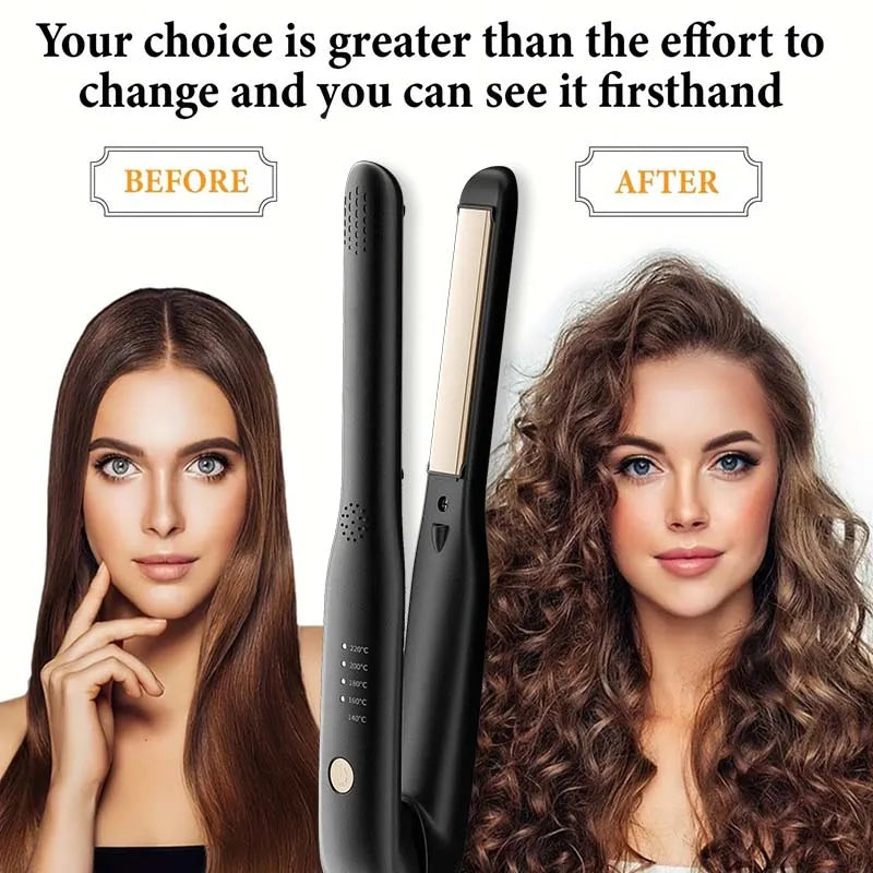 Alisador e Modelador de Cabelo 2 em 1 Mini — Cerâmica 140–220°C Portátil