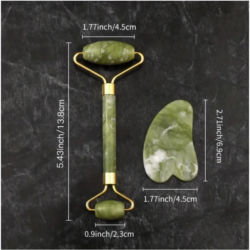 Rolo Massajador de Jade Natural — Gua Sha e Cuidado Facial