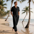 Conjunto Masculino Linho Verao - Camisa Manga Curta e Calcas Praia