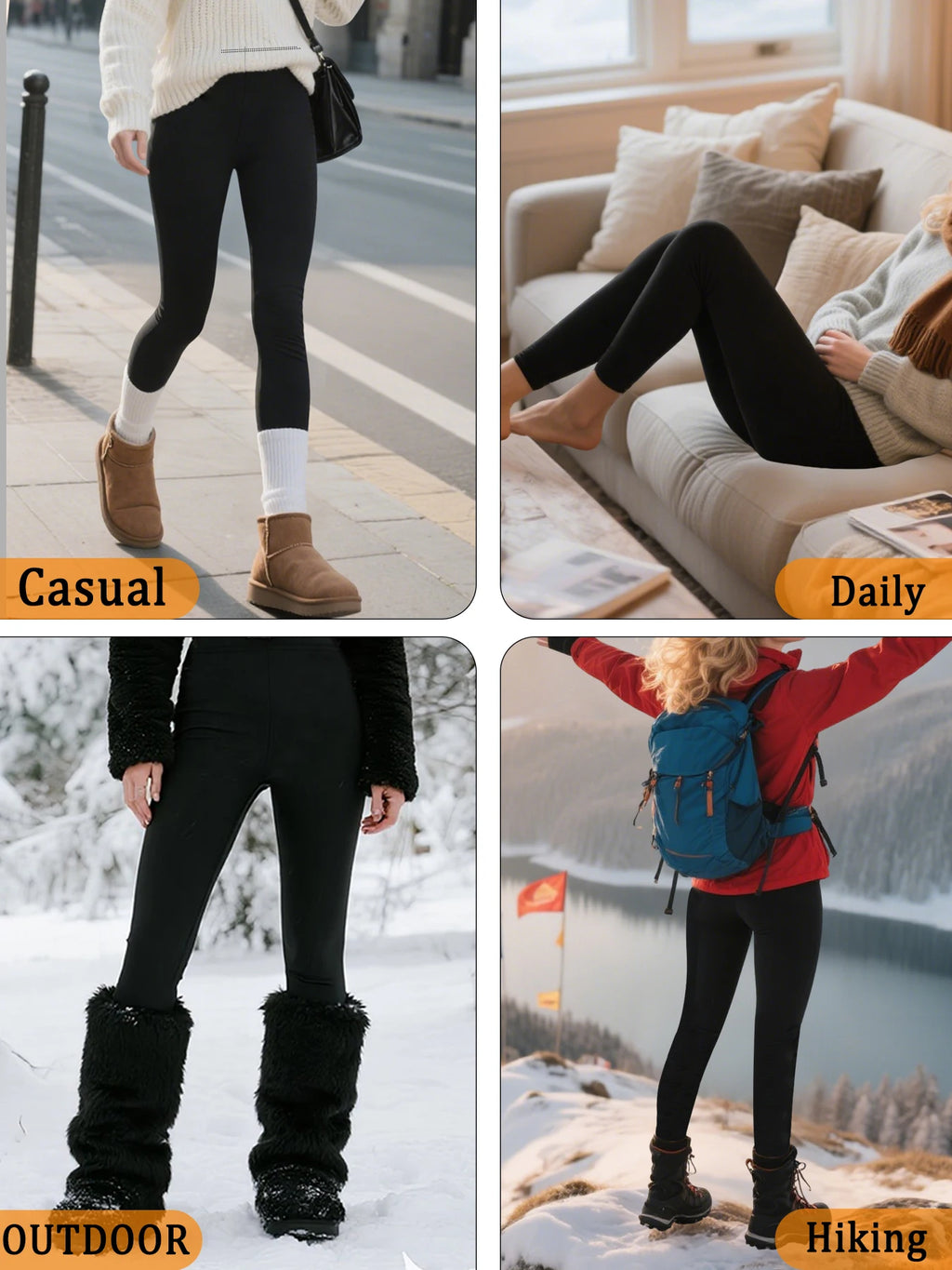 Leggings Térmicas Forradas a Velo Super Suaves | Yoga e Atividades de Inverno