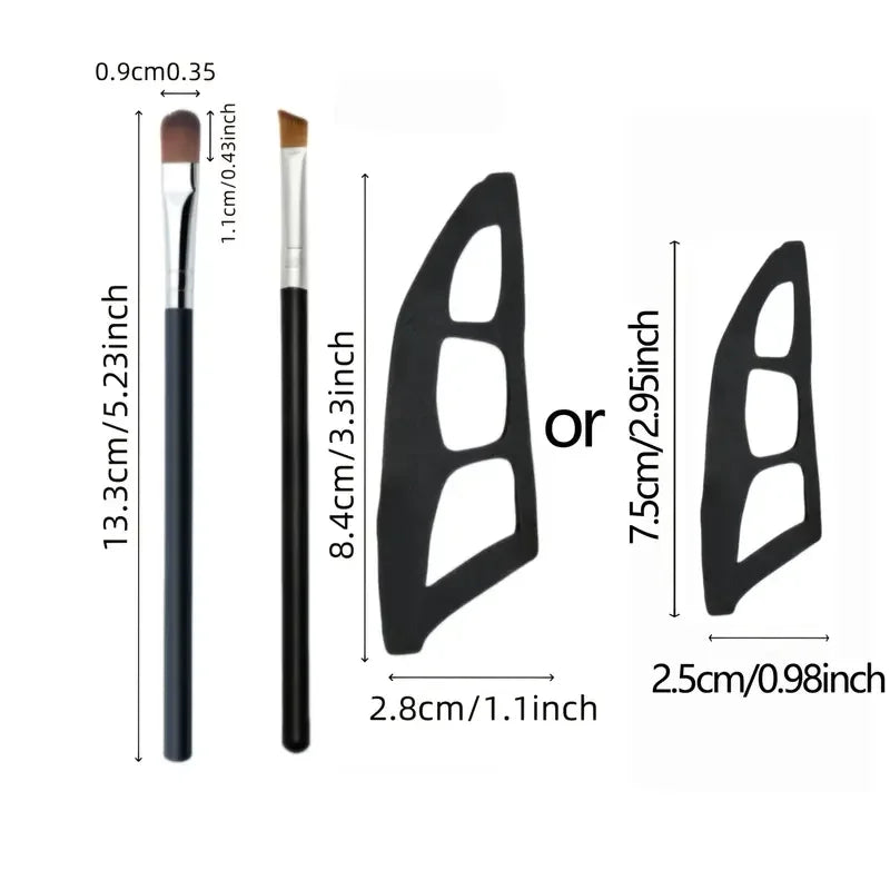 Kit de Maquilhagem de Olhos 3 Peças | Pincéis e Moldes de Sombras para Principiantes