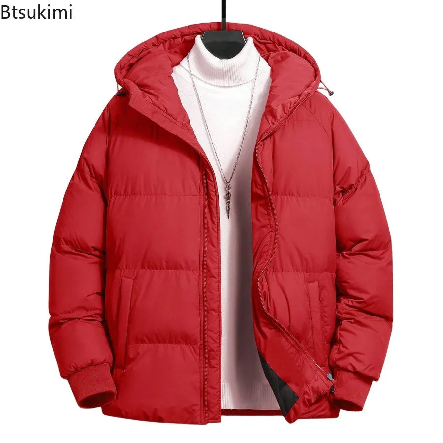 Casaco Masculino de Inverno com Capuz | Jaqueta Casual Desportiva Acolchoada