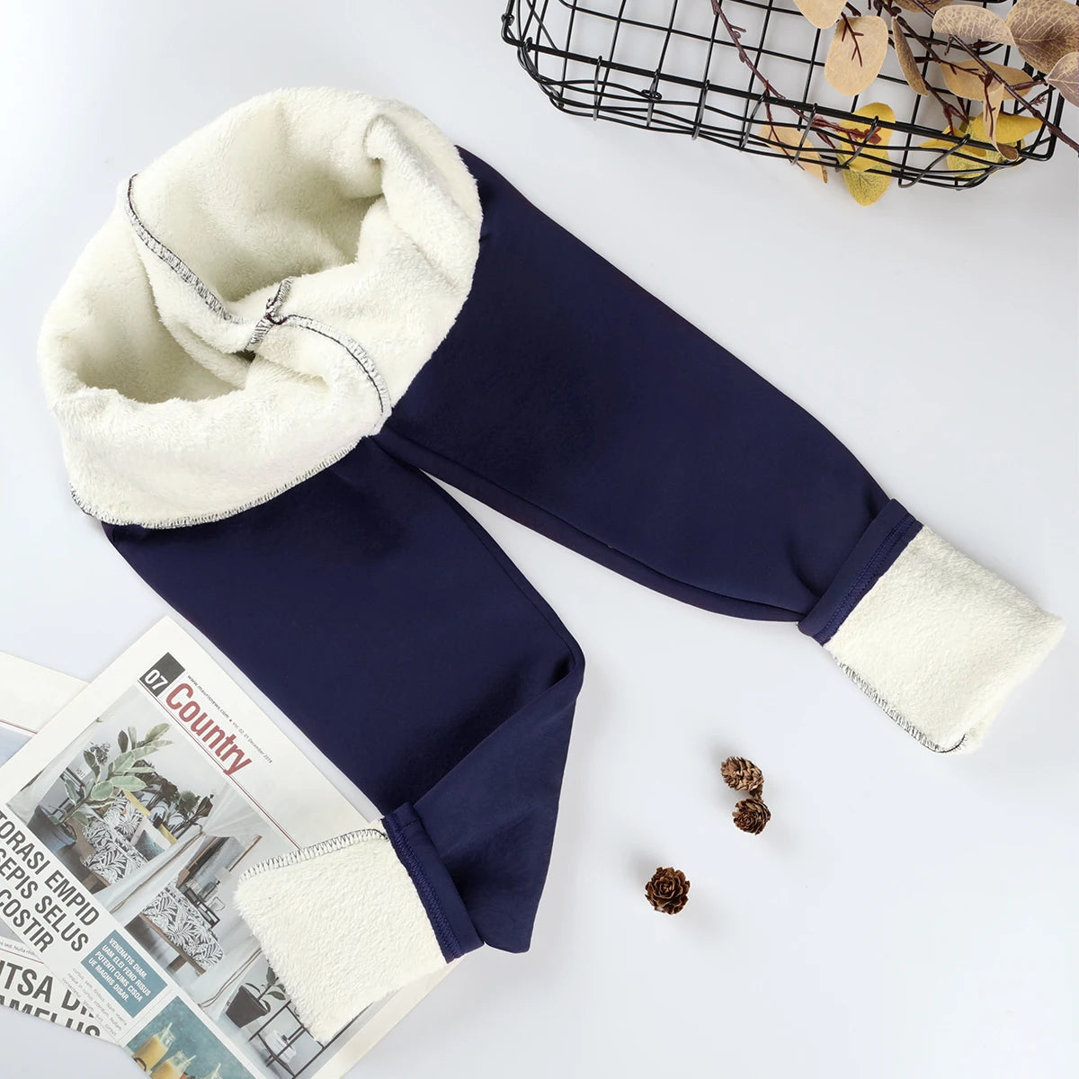 Leggings Térmicas Grossas de Cintura Alta | Cor Sólida | Exterior e Uso Casual
