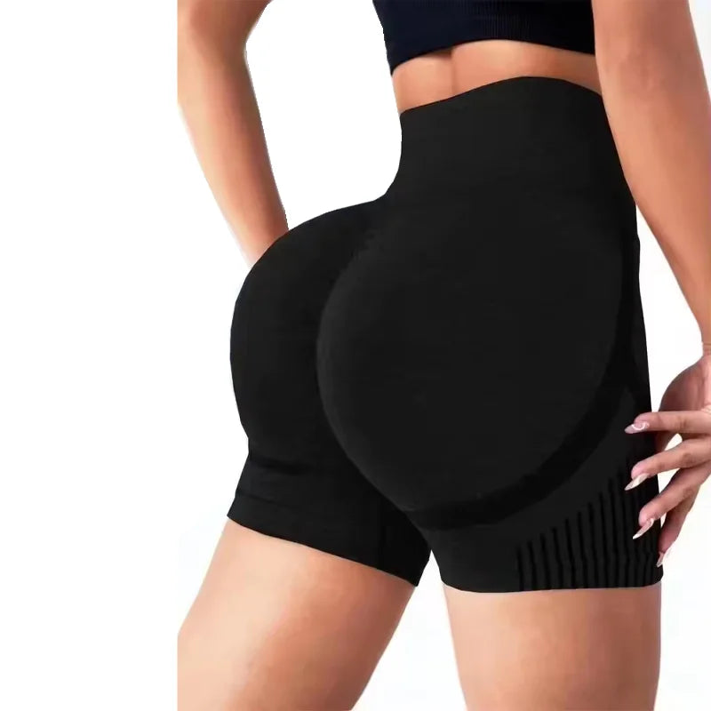 Calções de Yoga Femininos de Cintura Alta | Shorts de Treino & Corrida com Efeito Lifting