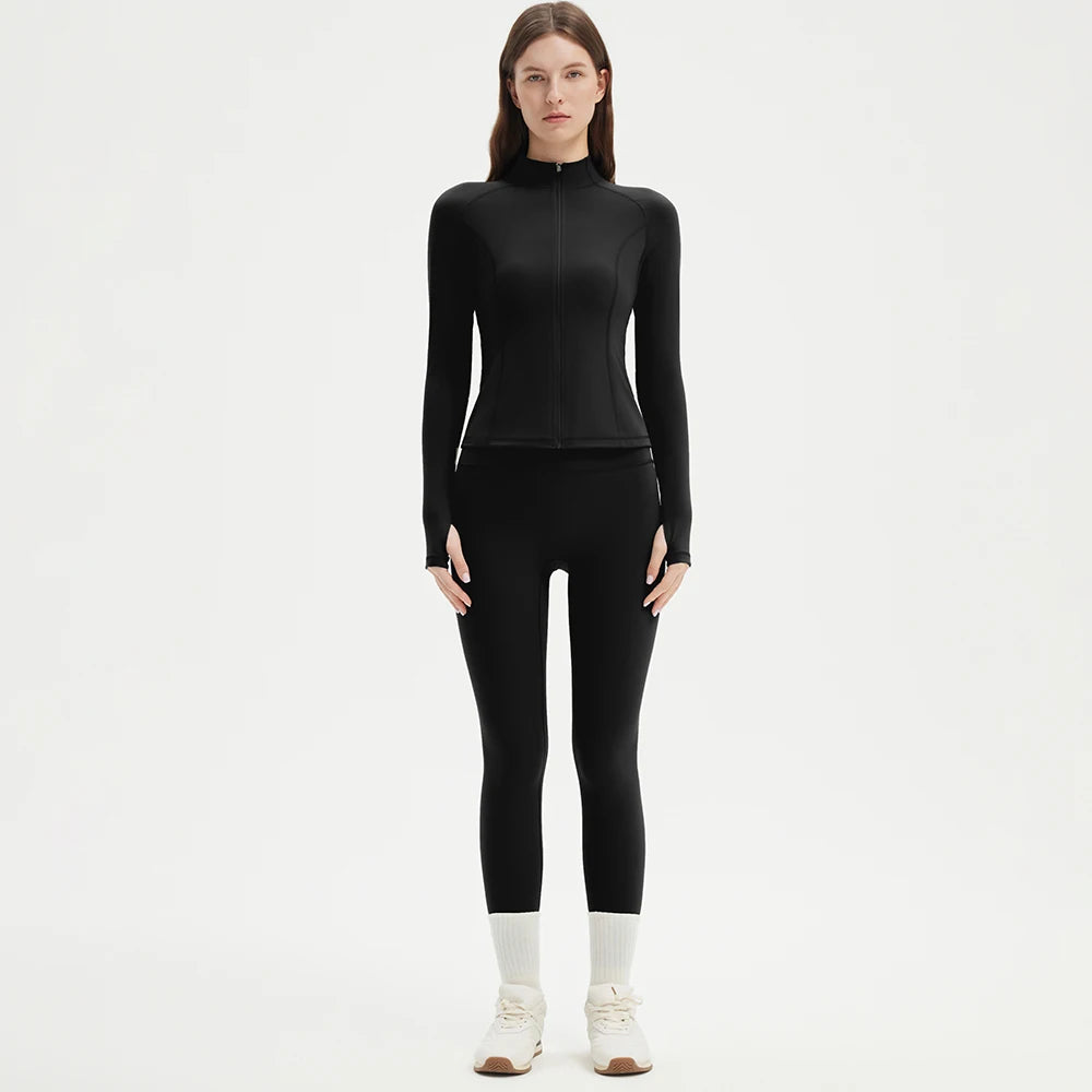 Conjunto de Yoga 2 Peças Feminino | Fato de Treino de Manga Longa com Leggings