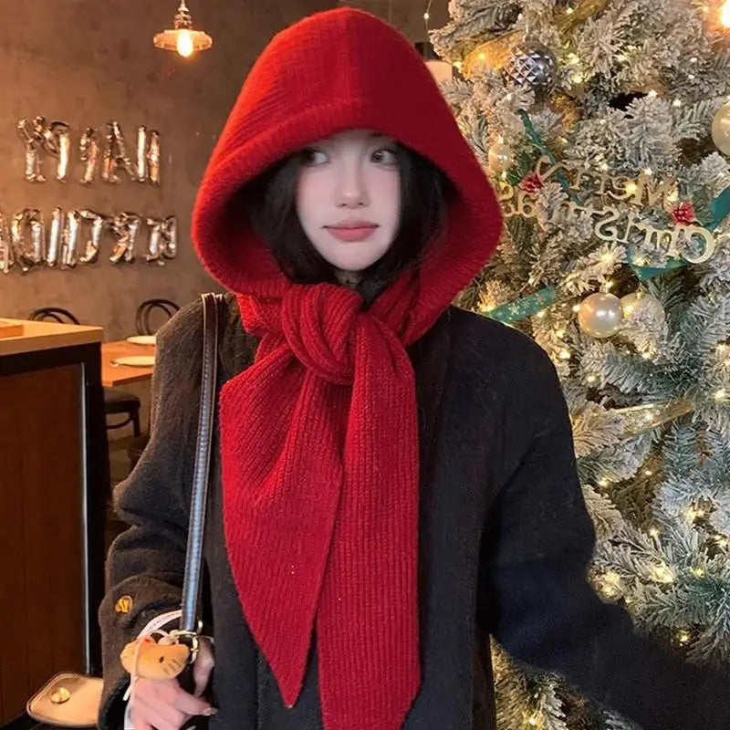 Gorro Balaclava de Malha com Capuz | Lenço e Gorro 2 em 1 | Inverno Feminino