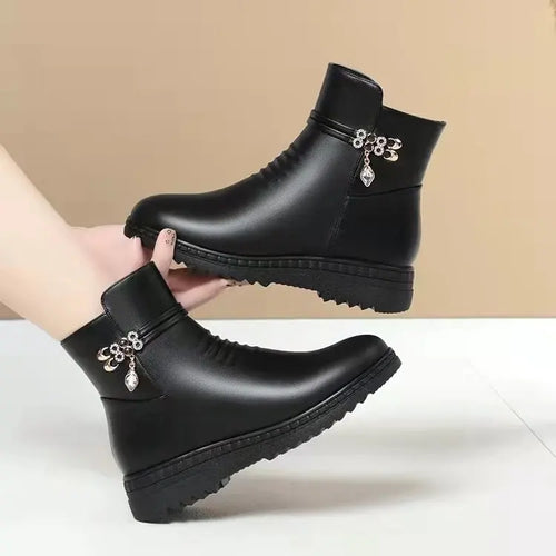 Botas de Neve Femininas com Plataforma e Fivela — Quentes e Casuais para Inverno