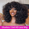 Peruca de Renda Frontal HD 13×6 Afro Bouclé 450 Densidade Peruca Sem Cola Cabelo Humano 16-36 Polegadas Peruca de Renda HD 360 Transparente Cabelo Humano
