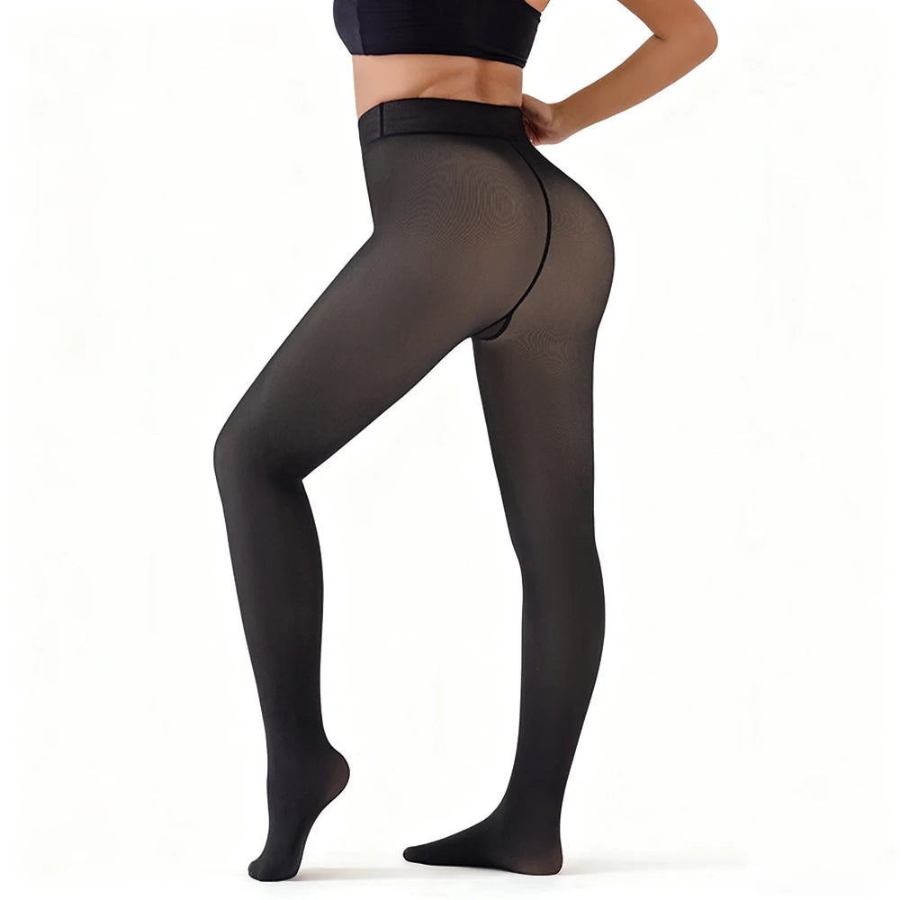 Leggings Térmicas Forradas a Velo com Pé | Meia-Calça Quente de Inverno | Efeito Lifting