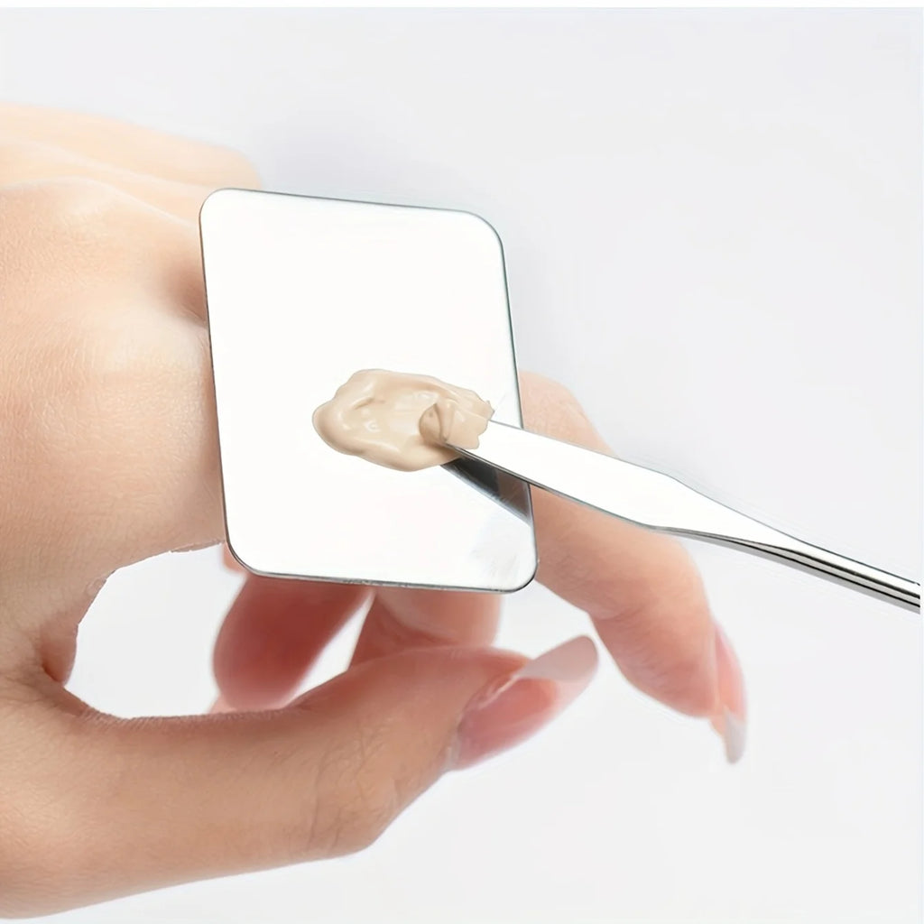 Paleta de Mistura de Maquilhagem em Aço Inoxidável | Espátula para Base e Arte de Unhas