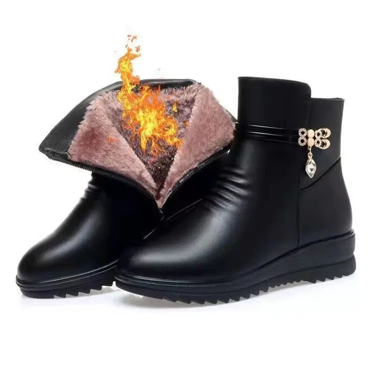 Botas de Neve Femininas com Plataforma e Fivela — Quentes e Casuais para Inverno