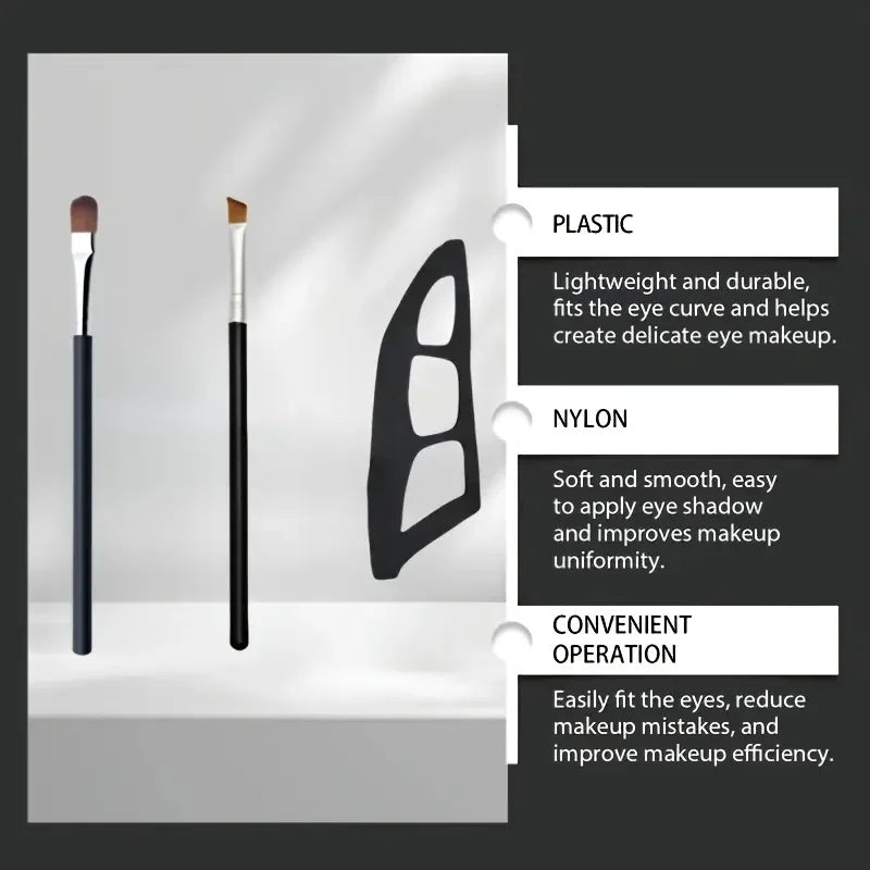 Kit de Maquilhagem de Olhos 3 Peças | Pincéis e Moldes de Sombras para Principiantes
