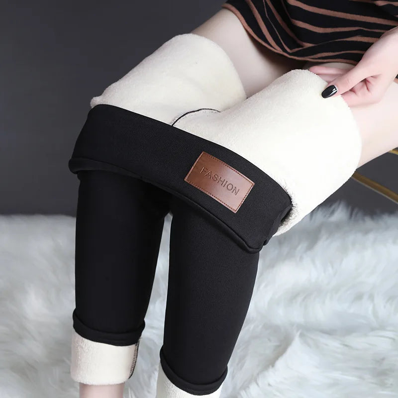 Leggings Térmicas Femininas de Cintura Alta | Veludo de Cordeiro Sem Costura | Inverno