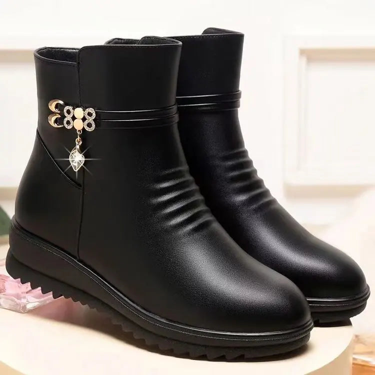 Botas de Neve Femininas com Plataforma e Fivela — Quentes e Casuais para Inverno