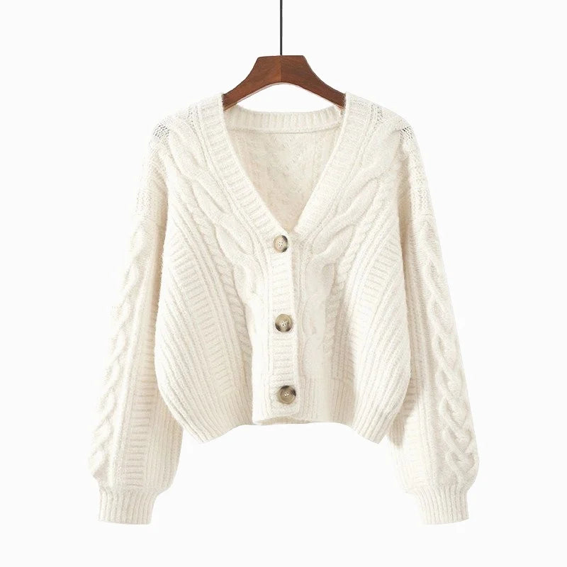 Camisola Cardigan Feminina de Malha | Manga Batwing Vintage Outono Inverno