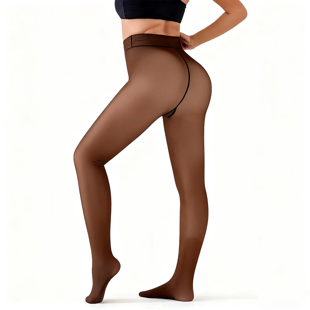 Leggings Térmicas Forradas a Velo com Pé | Meia-Calça Quente de Inverno | Efeito Lifting