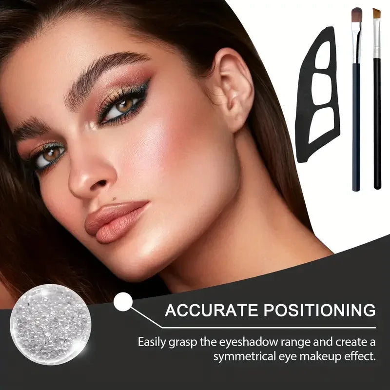 Kit de Maquilhagem de Olhos 3 Peças | Pincéis e Moldes de Sombras para Principiantes