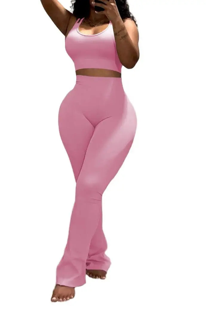 Conjunto Desportivo 2 Peças Feminino | Top sem Mangas + Leggings Modeladoras Y2K