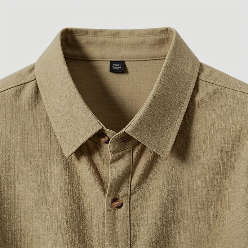 Conjunto Masculino Linho - Camisa Manga Curta e Calcoes de Praia