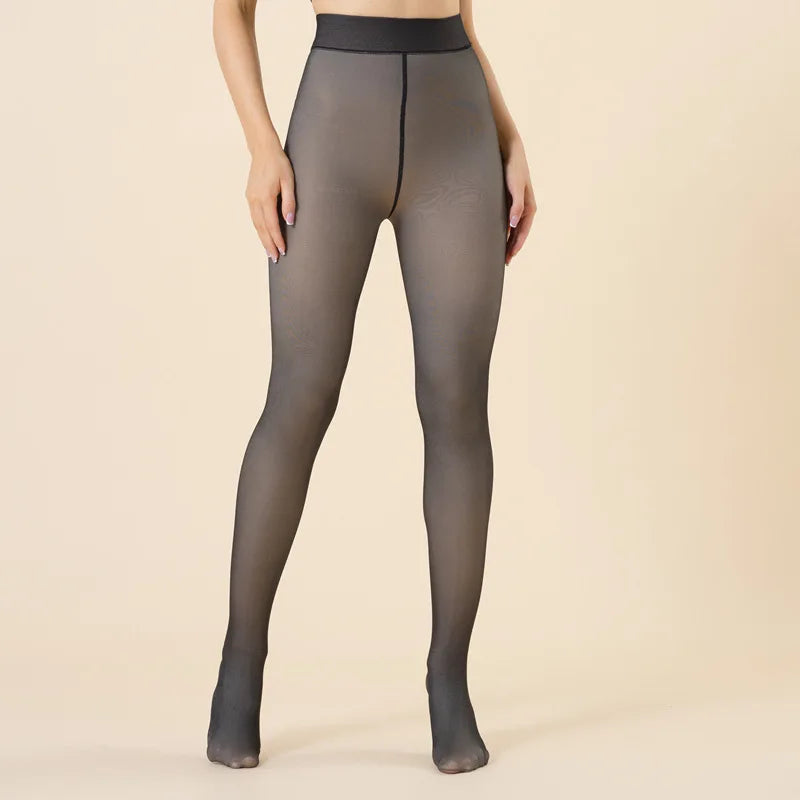 Collants Térmicos Forrados a Velo de Cintura Alta | Meia-Calça Quente de Inverno