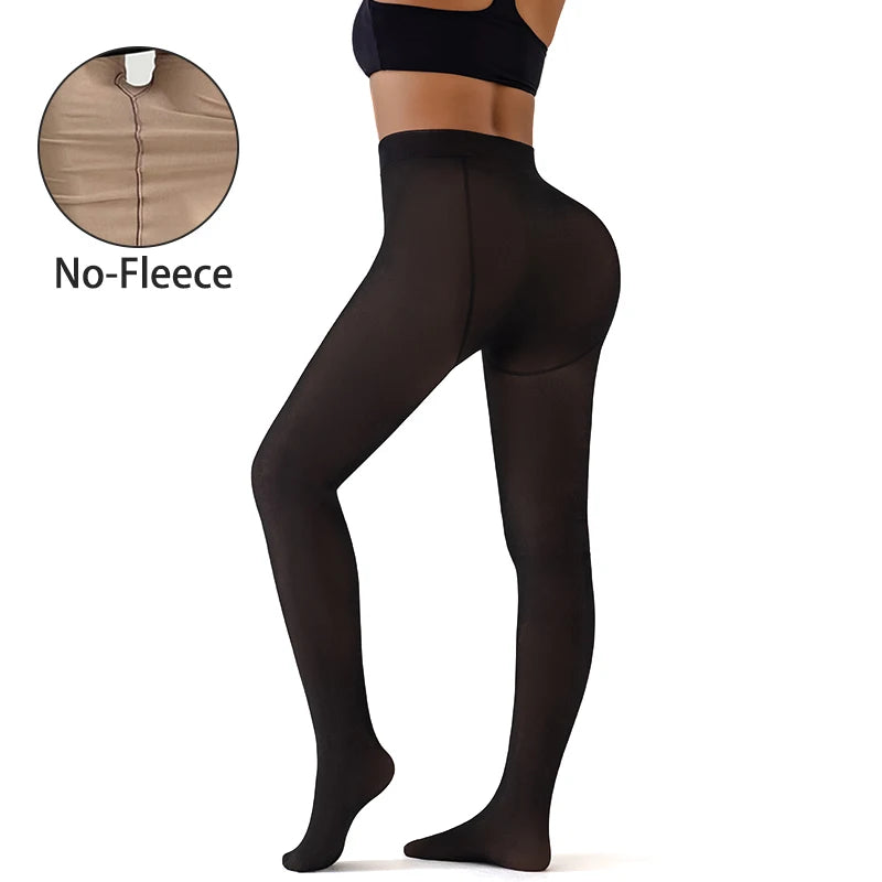 Leggings Térmicas Forradas a Velo com Pé | Meia-Calça Quente de Inverno | Efeito Lifting