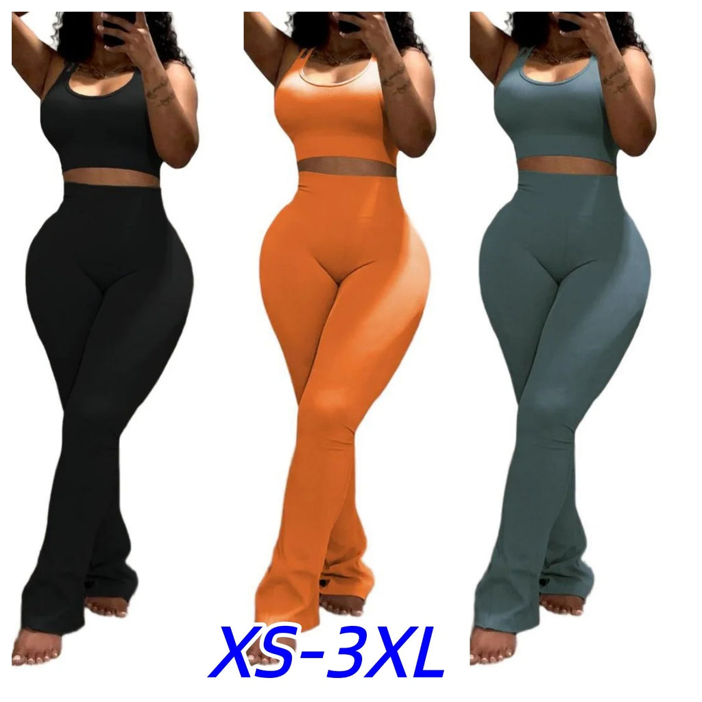 Conjunto Desportivo 2 Peças Feminino | Top sem Mangas + Leggings Modeladoras Y2K