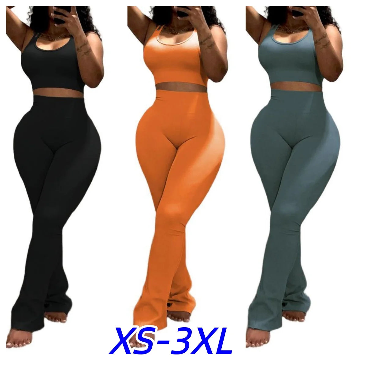 Conjunto Desportivo 2 Peças Feminino | Top sem Mangas + Leggings Modeladoras Y2K