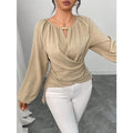 Blusa Feminina Elegante - Gola Redonda Perolas e Mangas Lanterna