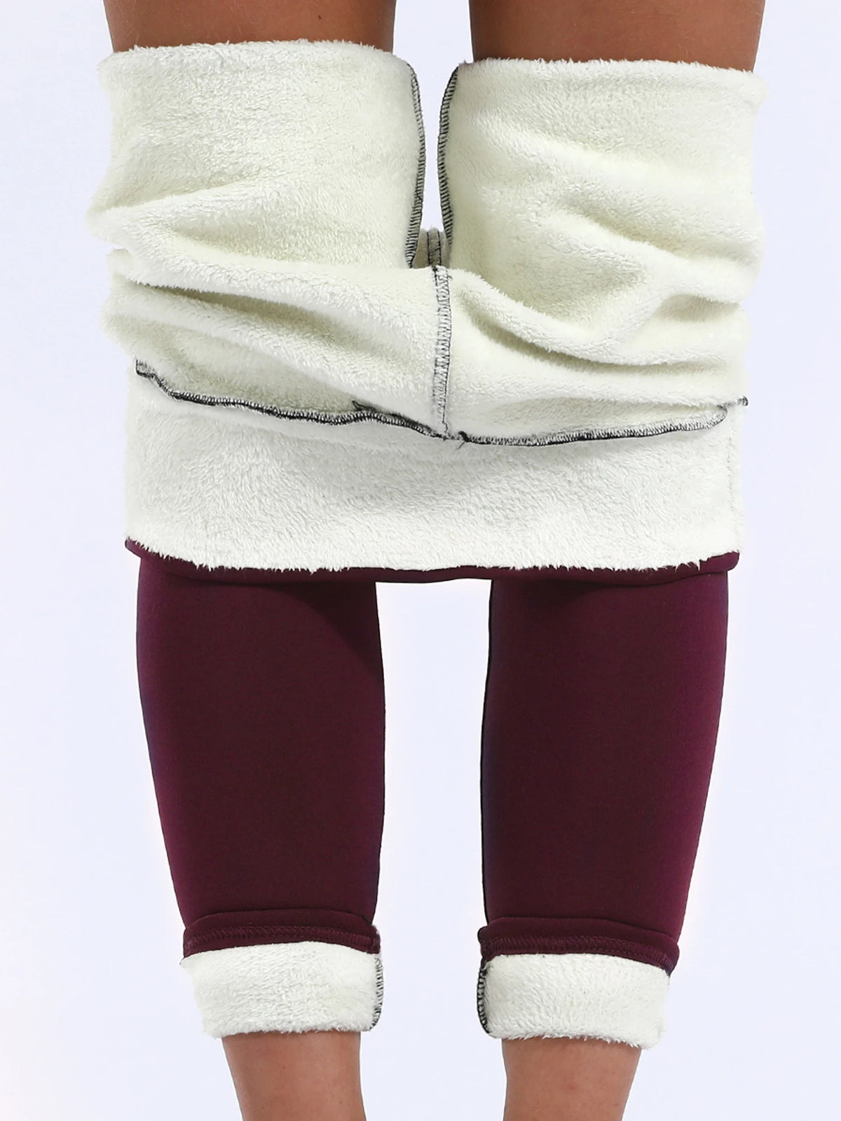 Leggings Térmicas Grossas de Cintura Alta | Cor Sólida | Exterior e Uso Casual