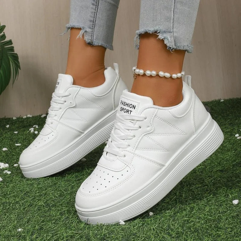 Sapatilhas Femininas Chunky com Plataforma | Bico Redondo e Atacadores