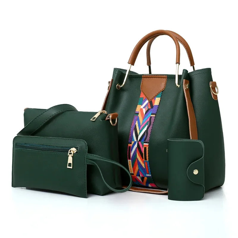 Conjunto 4 Peças Mala de Luxo Feminina | Tote + Ombro + Carteira + Porta-Cartões | TUDOAKI SHOP