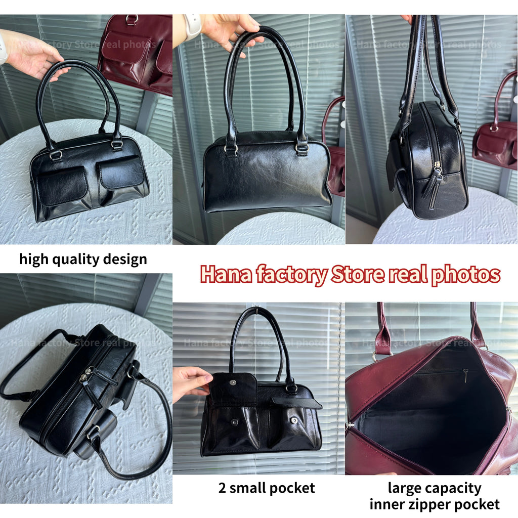 Mala de Ombro Vintage Feminina | Commuter Underarm Borgonha | TUDOAKI SHOP