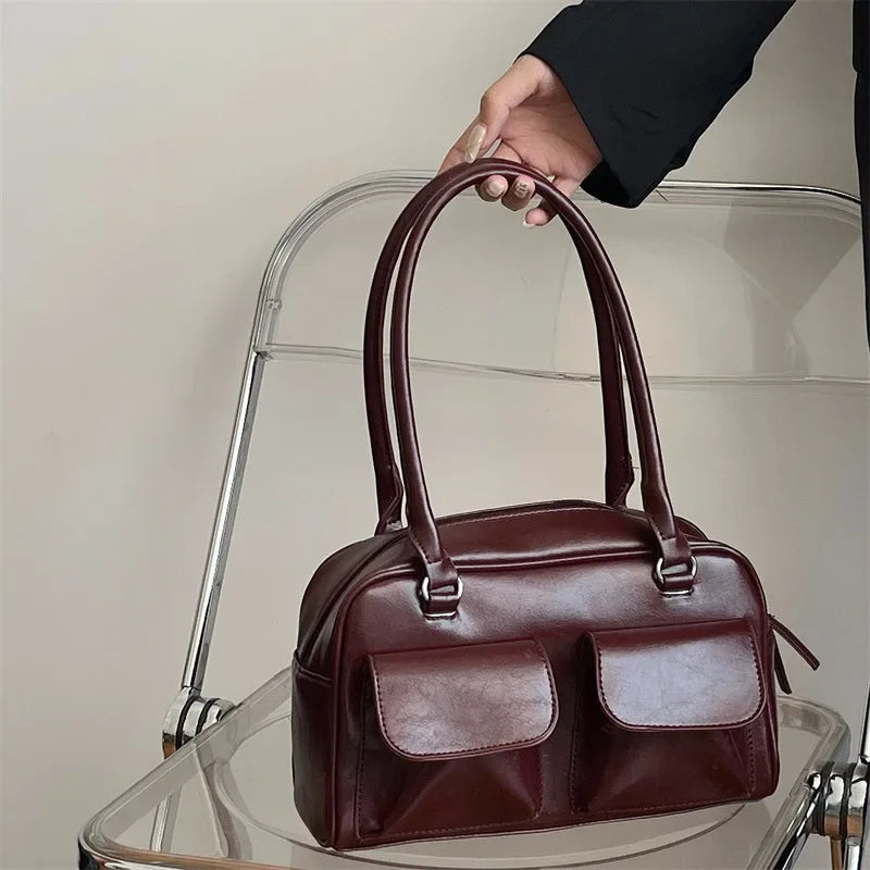 Mala de Ombro Vintage Feminina | Commuter Underarm Borgonha | TUDOAKI SHOP