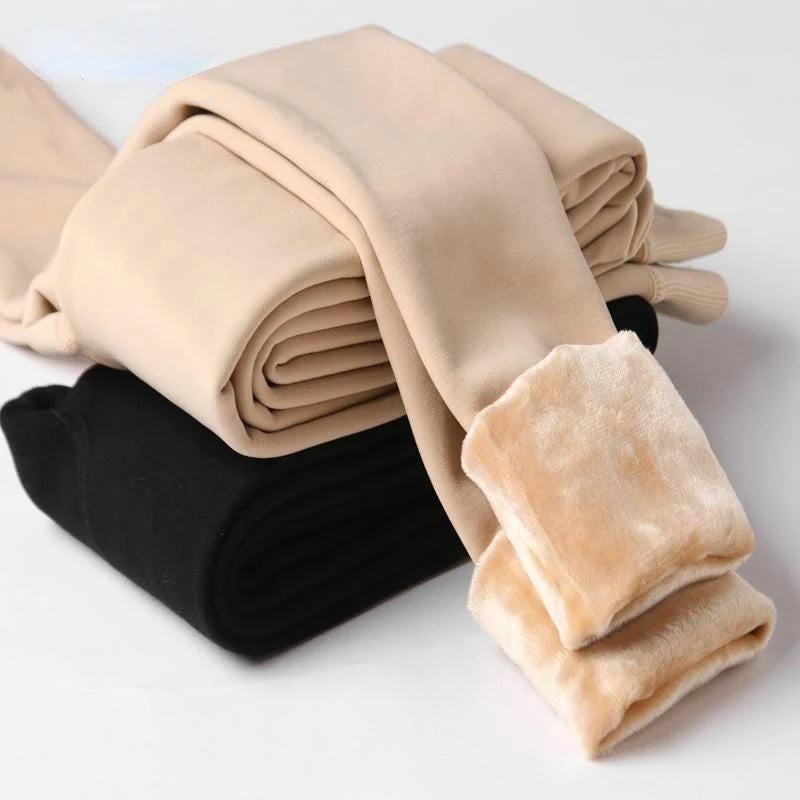 Leggings de Inverno Forradas a Veludo | Cintura Alta Elástica | Cor Sólida
