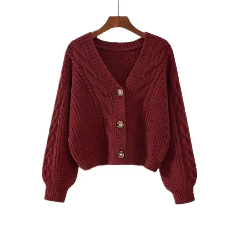 Camisola Cardigan Feminina de Malha | Manga Batwing Vintage Outono Inverno