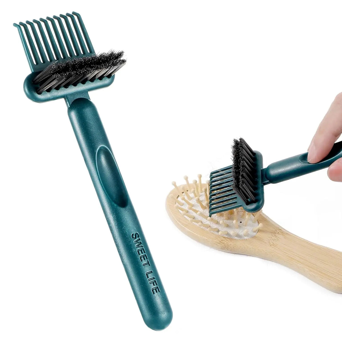Ferramenta de Limpeza de Escova de Cabelo 2 em 1 — Remove Pó e Cabelo