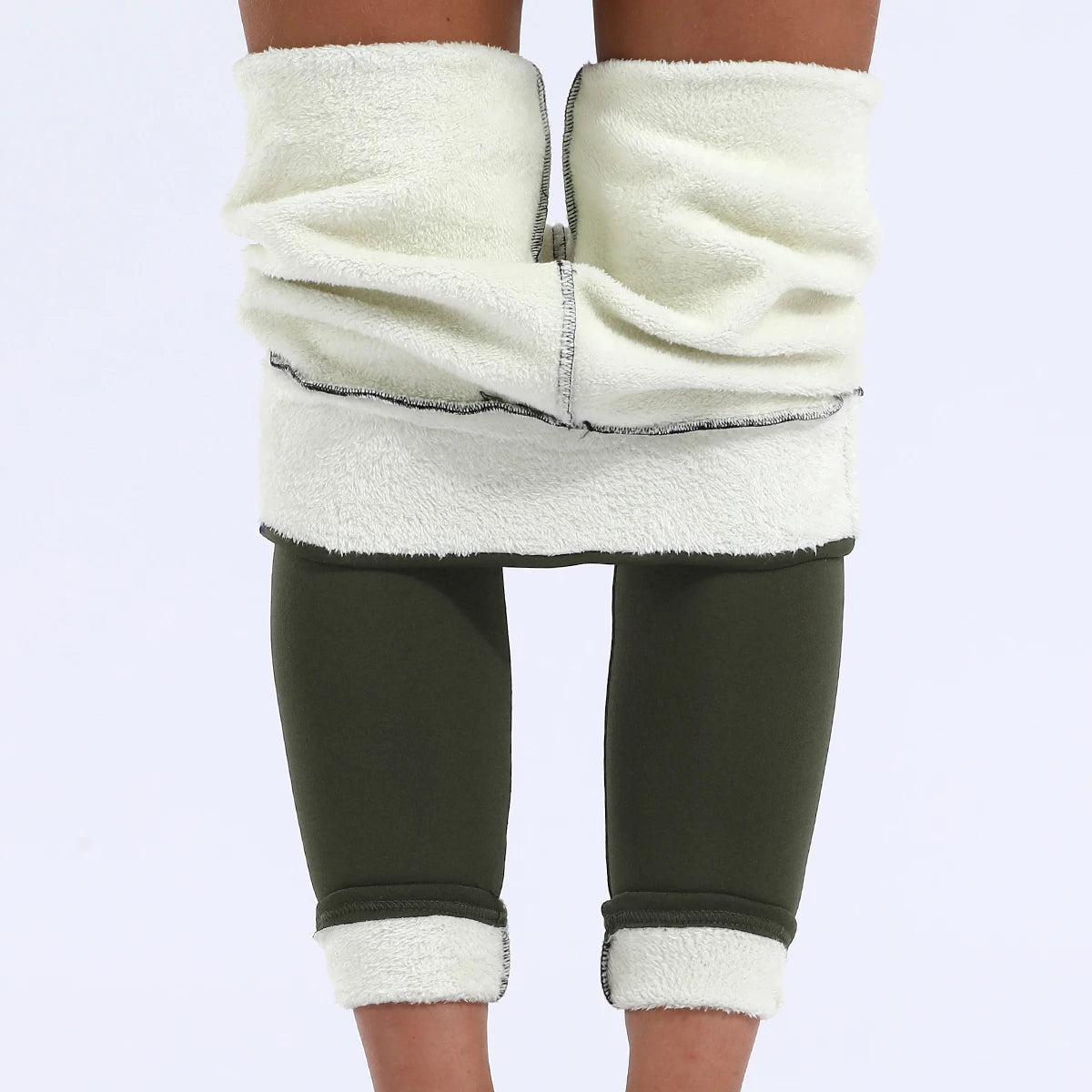 Leggings Térmicas Grossas de Cintura Alta | Cor Sólida | Exterior e Uso Casual