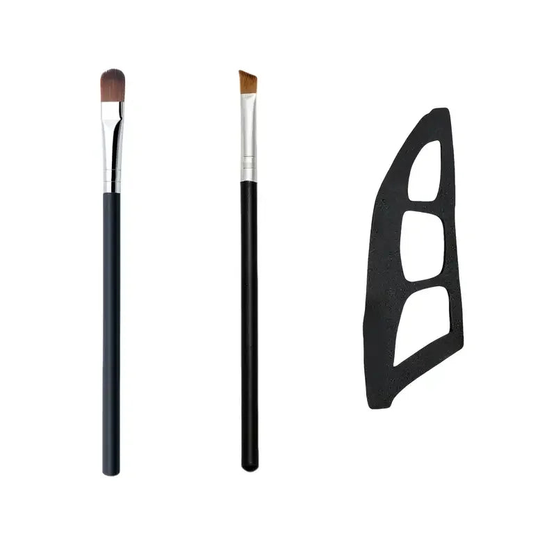 Kit de Maquilhagem de Olhos 3 Peças | Pincéis e Moldes de Sombras para Principiantes