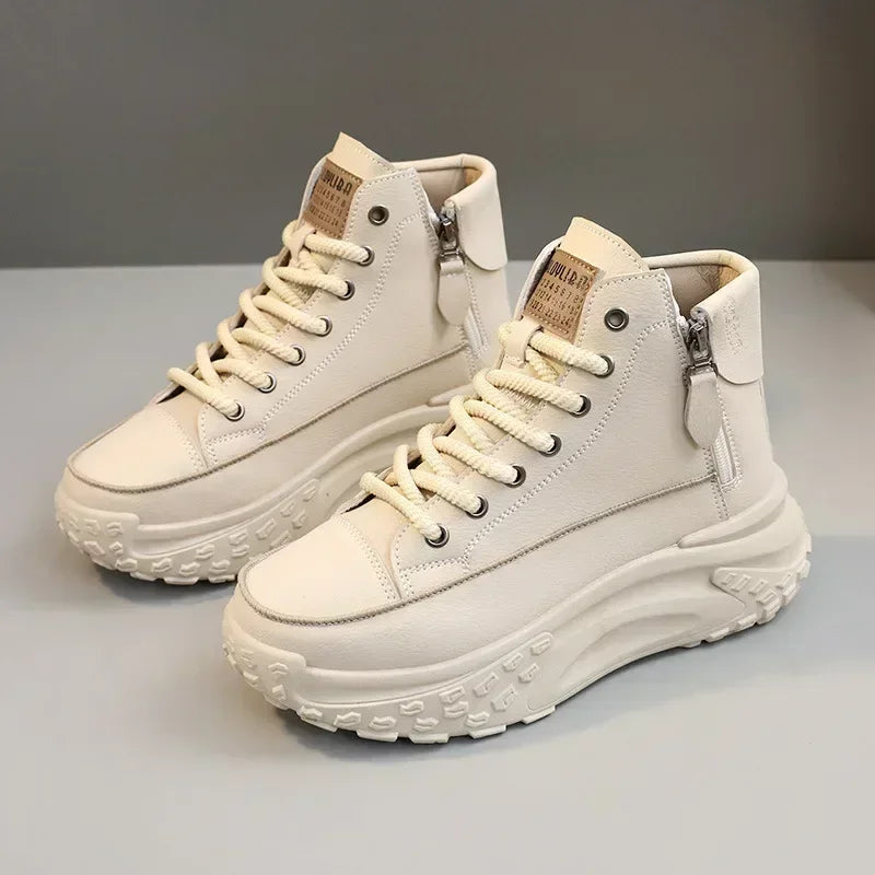 Sapatilhas Femininas High-Top com Plataforma | Bota Casual de Inverno