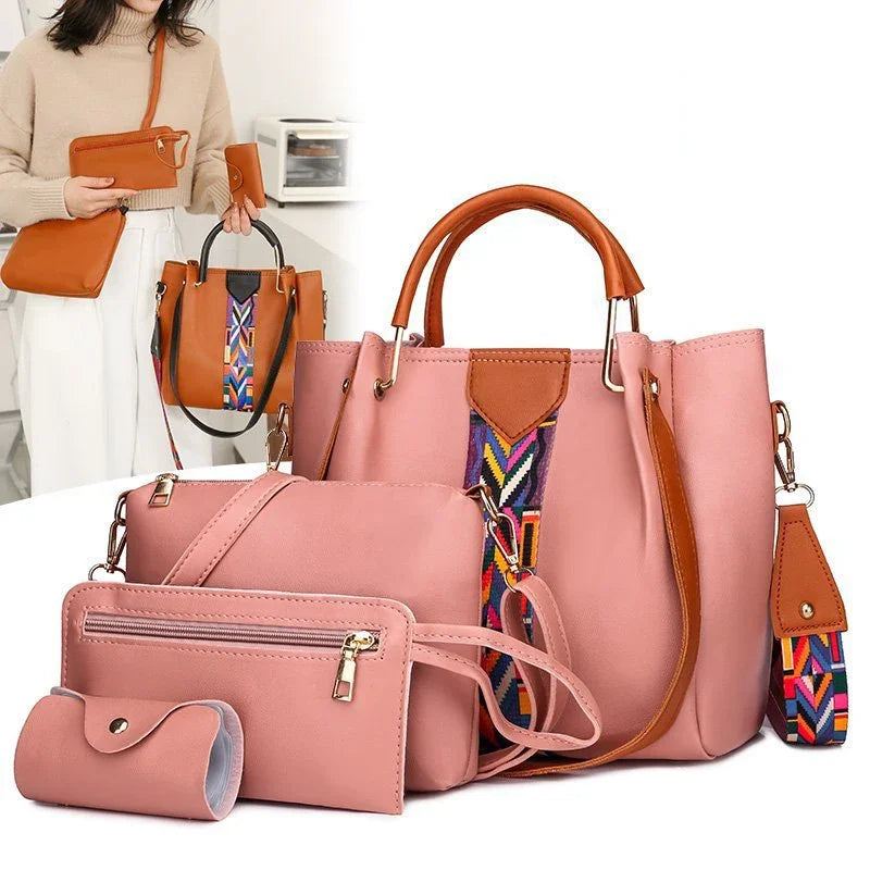 Conjunto 4 Peças Mala de Luxo Feminina | Tote + Ombro + Carteira + Porta-Cartões | TUDOAKI SHOP