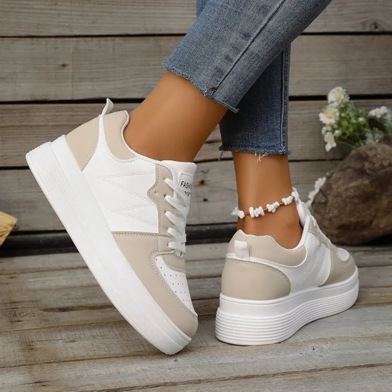 Sapatilhas Femininas Chunky com Plataforma | Bico Redondo e Atacadores