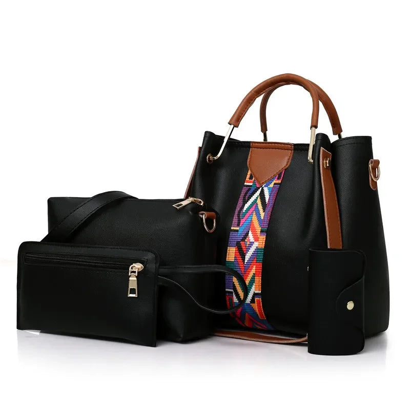 Conjunto 4 Peças Mala de Luxo Feminina | Tote + Ombro + Carteira + Porta-Cartões | TUDOAKI SHOP