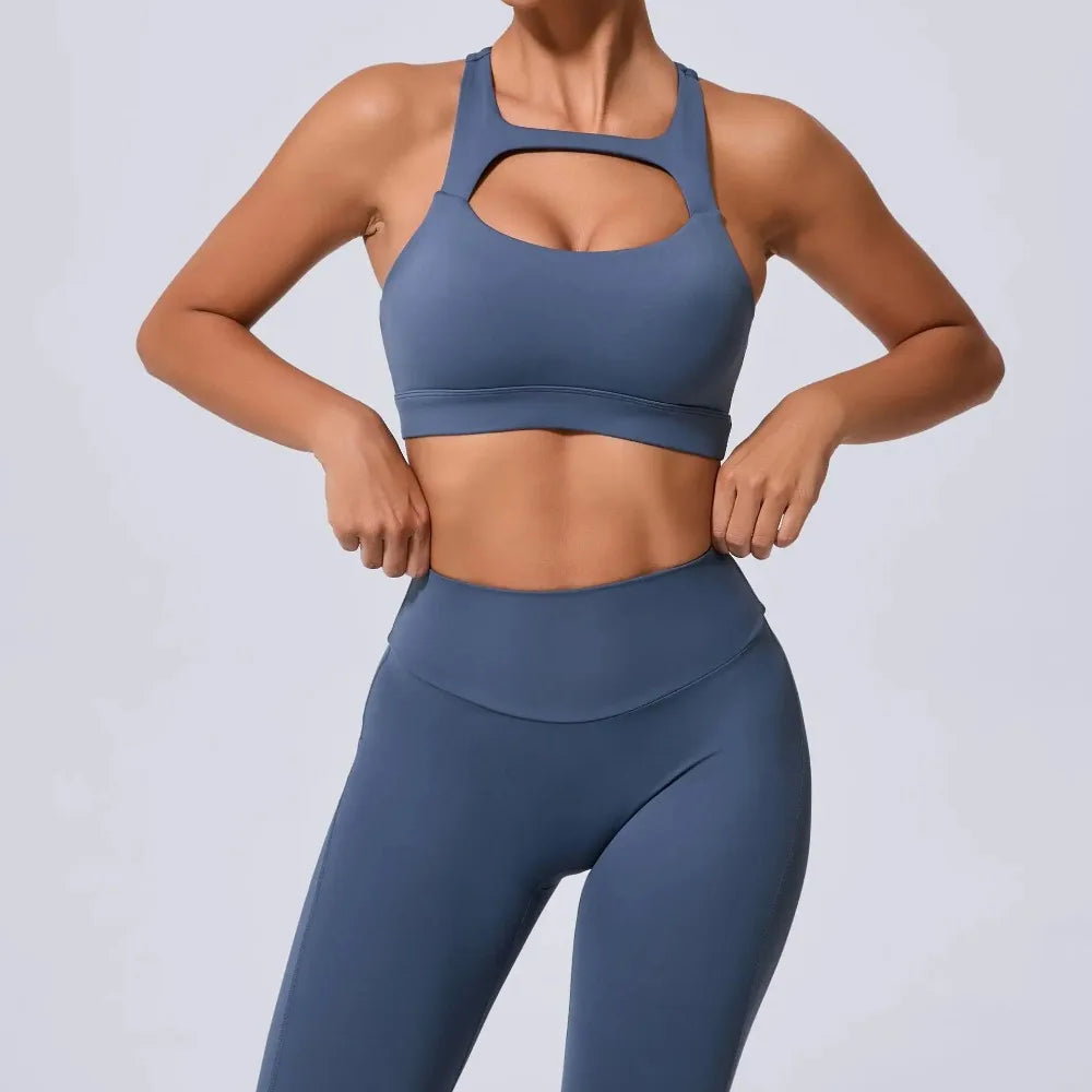 Soutien Desportivo Push Up para Yoga | Top de Treino Feminino | Fitness & Ginásio | Preto, Bege, Cinza, Azul, Verde