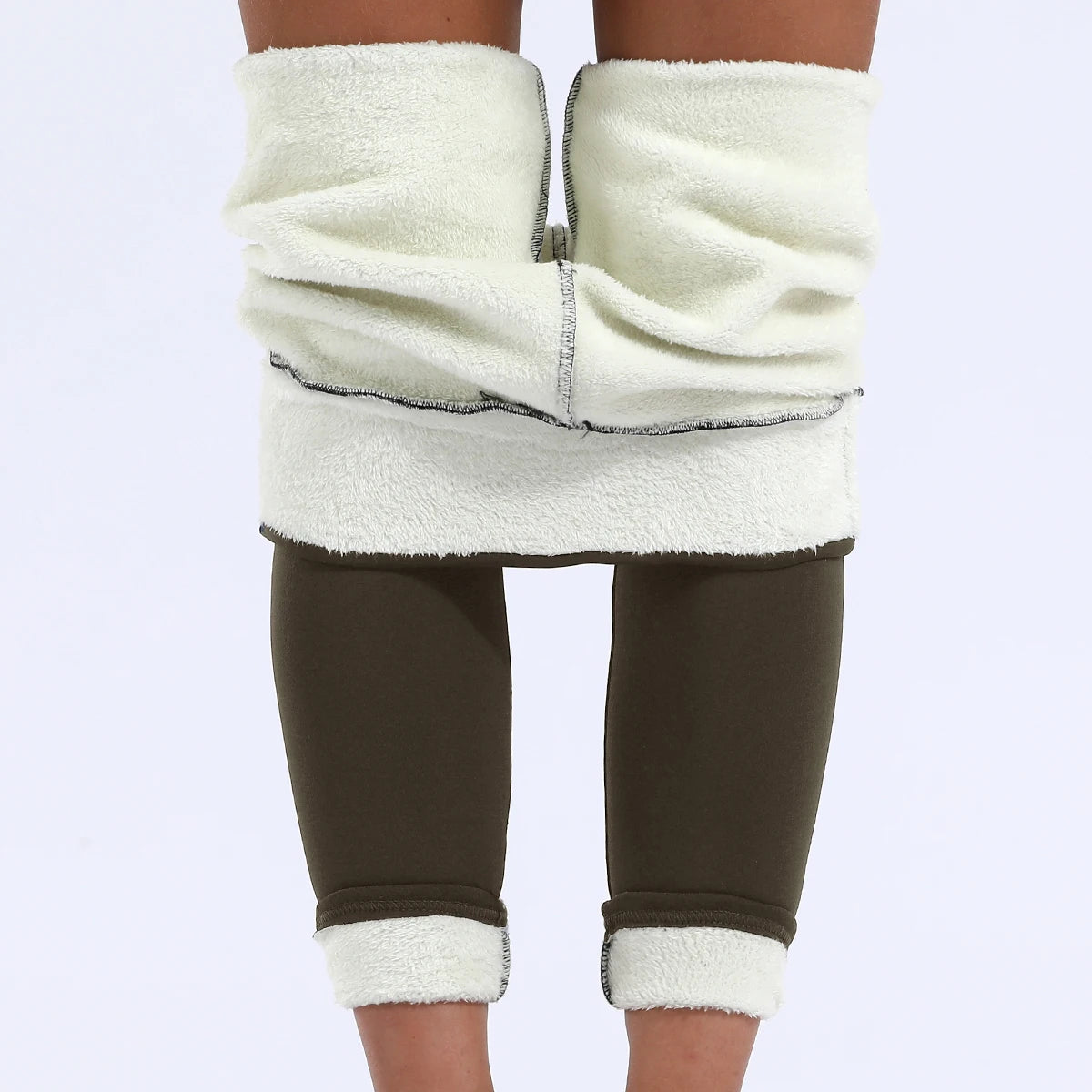 Leggings Térmicas Grossas de Cintura Alta | Cor Sólida | Exterior e Uso Casual